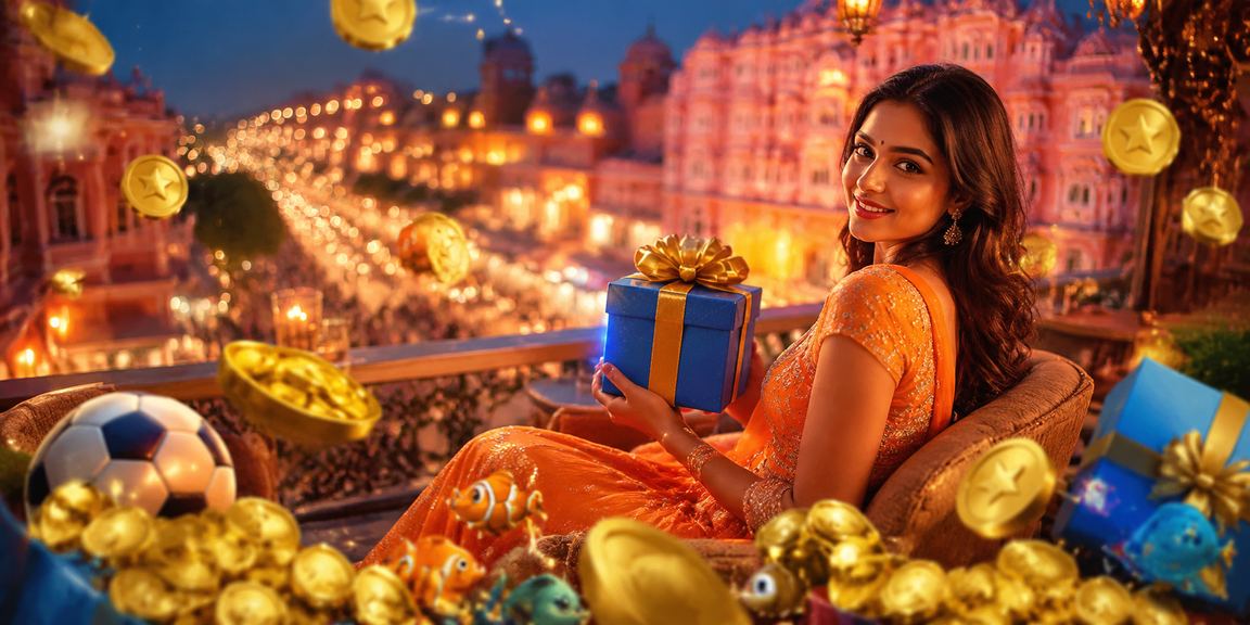 Woman playing a fishing-themed slot game in Jaipur
